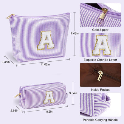 YOOLIFE Travel Makeup Bag Organizer - Small, Initial, Teen Girl Gift for Travel or Birthday