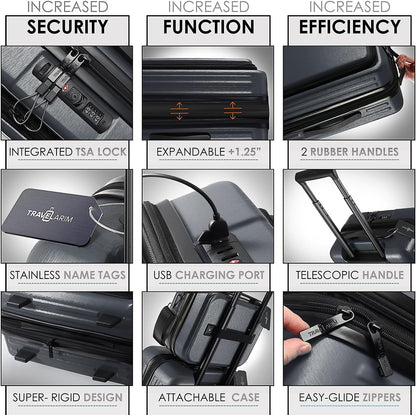 Hard Shell Luggage Sets with Spinner Wheels 4 Piece, Expandable Large Suitcases with TSA Lock, Travel Large Suitcase Set, Grey Luggage Set