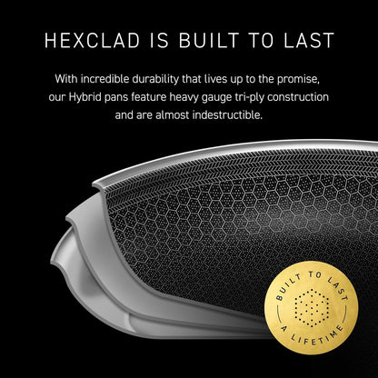 HexClad Hybrid Nonstick 10-Inch Frying Pan, Stay-Cool Handle, Dishwasher-Friendly, Oven-Safe Up to 900°F, Induction Ready, Compatible with All Cooktops