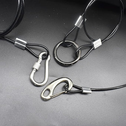 6 pcs 39 inch (100cm) 3mm Thickness Stainless Steel Wire Cable with Loops Vinyl Cover Coated Short Rope Lanyard Lock Safety Tether Chains, Black