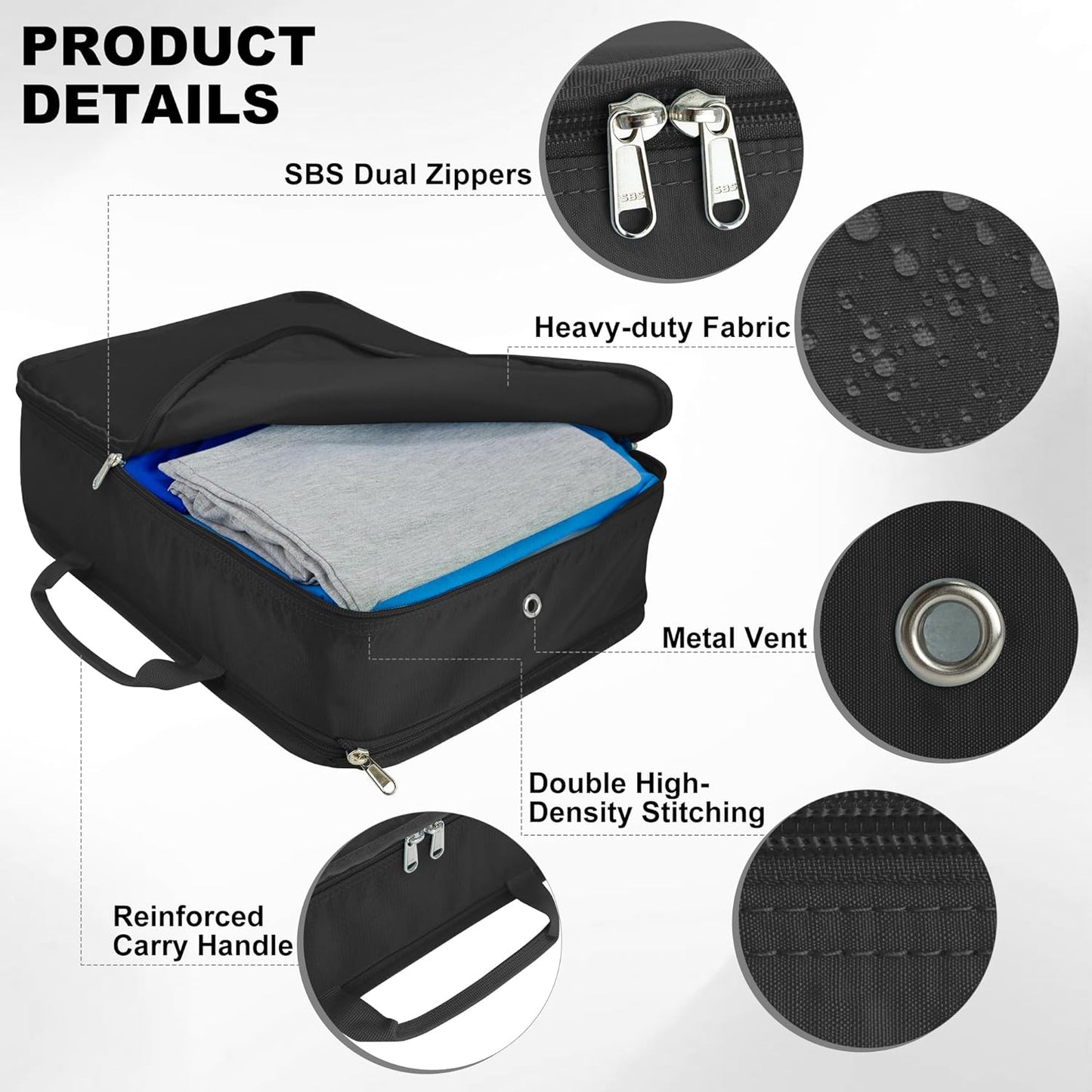 Extra Large Compression Packing Cubes for Travel Essentials, 2 Set Expandable Travel Cubes for Packing Bags Suitcase Organizer, Black