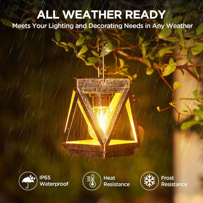 KOOPER Solar Lanterns Outdoor Waterproof - Upgraded Metal Hanging Solar Lights Outdoor Lanterns Decorative, Bright Bronze Hanging Lantern Outdoor for Yard Patio Table Pathway Garden Decor 2 Pack