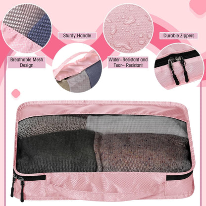 5 Pcs Packing Cubes for Suitcase Large Travel Cubes Carry on Luggage Organizer Bags for Clothes Accessories(S,Pink)