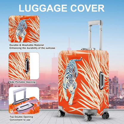 ANNA QUEEN Funny White Tiger Luggage Cover, Suitcase Protector with Bold Jungle Animal Print, Stretchable, Washable Travel Cover for 28-30 Inch Luggage