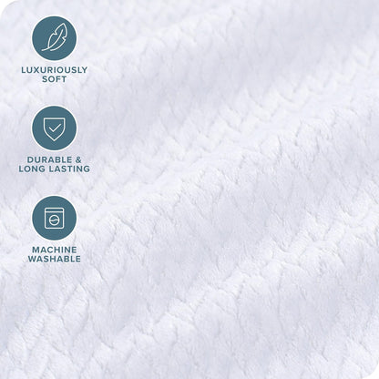 Bare Home Textured Fleece Blanket - Twin/Twin Extra Long - Ultra-Soft Lightweight for Bed, Sofa, and Couch - Luxury Microplush - Cozy Warm Blanket (Twin/Twin XL, Chevron White)