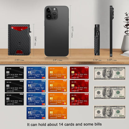 Wallet for Men Wallet with Slim Pop Up Card Holder 9-13 Cards, Bifold Minimalist Smart Wallet RFID Blocking Credit Card Holder with ID Window & Stretchable Cash Slot Compact Metal Aluminum Card Case