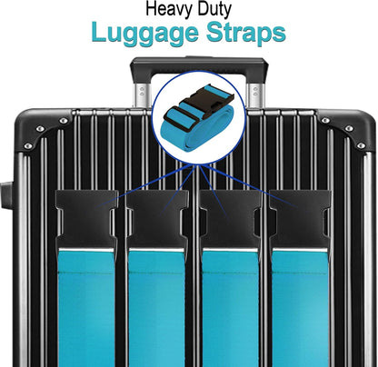 Luggage Straps for Suitcases TSA Approved Travel Belt 4 Pack by Chelmon (Sky Blue)