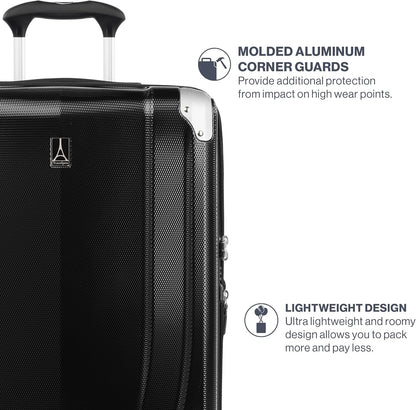 Travelpro Pathways 3 Hardside Expandable Luggage, 8 Spinner Wheels, Lightweight Hard Shell Suitcase, 3 Piece Set (21/25/28), Black Knight
