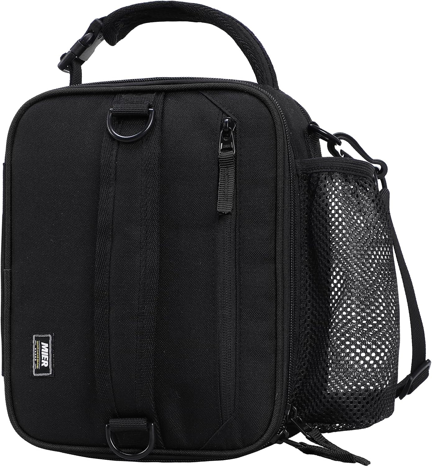 MIER Expandable Lunch Bag Insulated Lunch Box for Men to Work Travel Portable Lunchbox Bags with Shoulder Strap and Water Bottle Holder, Black