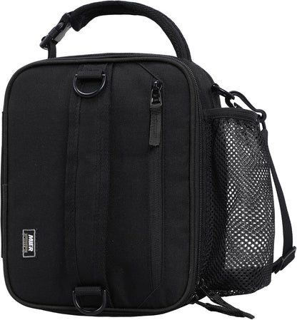 MIER Expandable Lunch Bag Insulated Lunch Box for Men to Work Travel Portable Lunchbox Bags with Shoulder Strap and Water Bottle Holder, Black