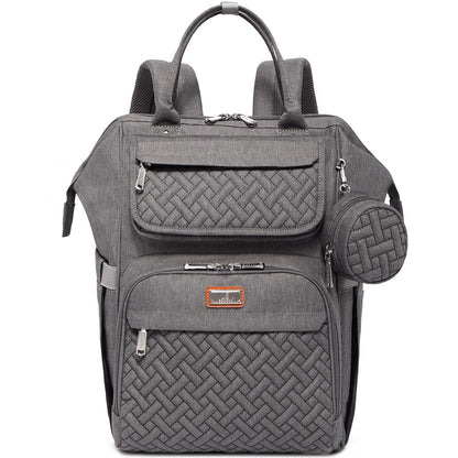 BabbleRoo Diaper Bag Backpack, Multifunction Large Bags with Changing Pad & Stroller Straps & Pacifier Case, Unisex Stylish Travel Back Pack Nappy Changing Bag for Moms Dads (Dark Gray)