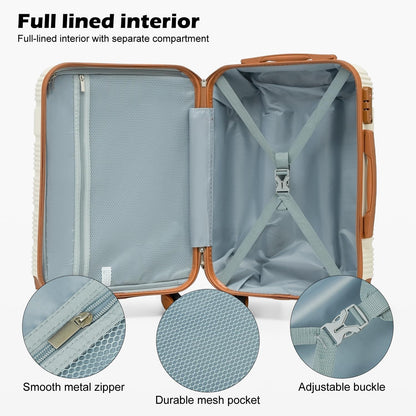 LONG VACATION 6 Piece ABS+PC Hardshell Luggage Set with Spinner Wheels, Lightweight suitcase set with TSA Lock & YKK Zipper