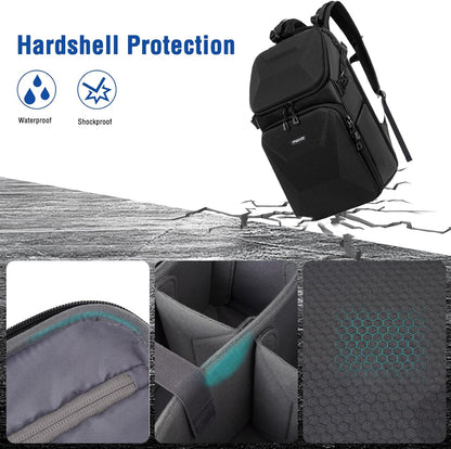 MOSISO Camera Backpack, DSLR Camera Bag with Waterproof Rain Cover, Honeycomb Hardshell Case Photography Travel Backpack with 15-16 inch Laptop Compartment & Tripod Holder for Canon/Nikon/Sony, Black