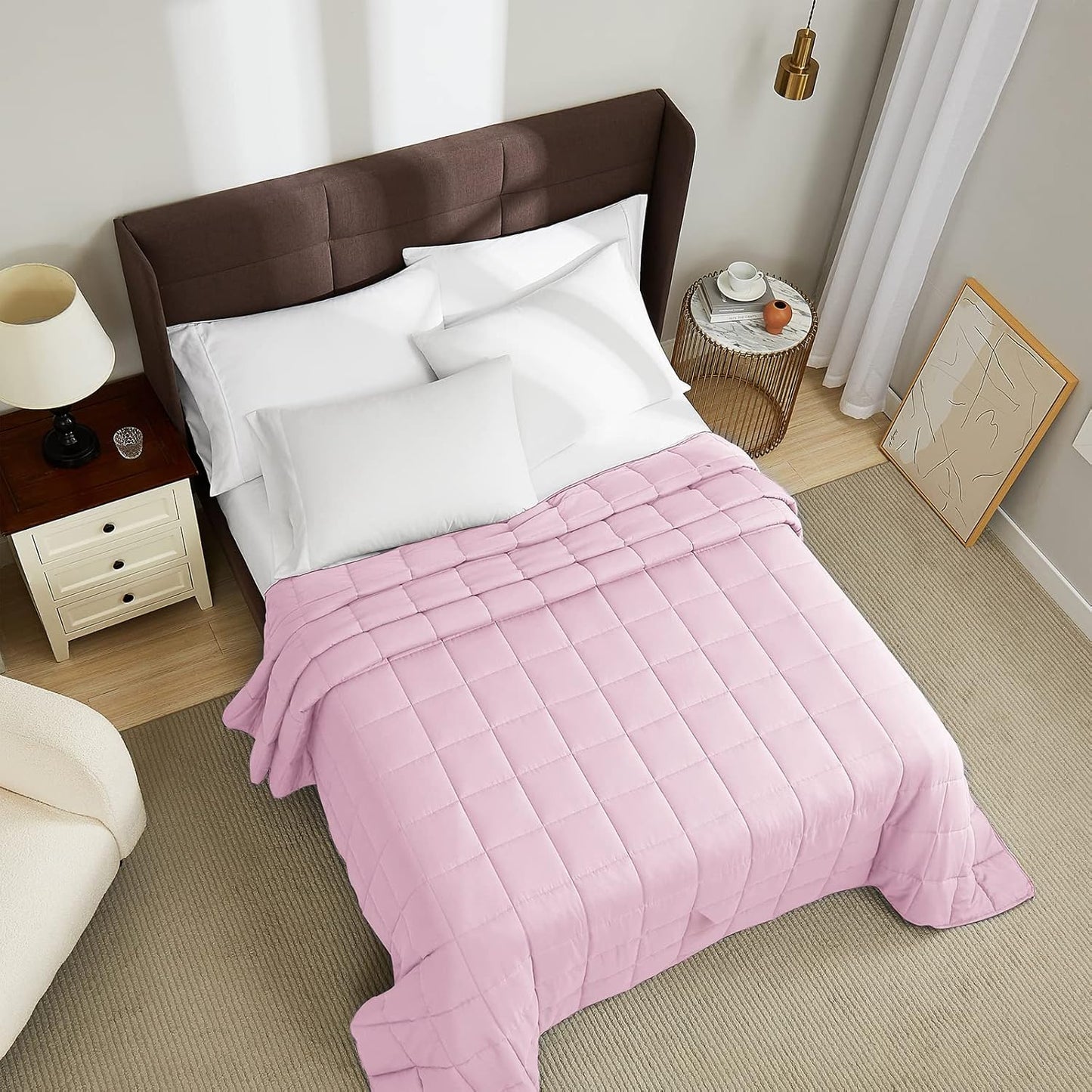L'AGRATY Weighted Blanket - 88"x104" 30lbs Cooling Breathable Heavy Blanket Microfiber Material with Glass Beads for Adult All-Season Summer Fall Winter Soft Thick Comfort