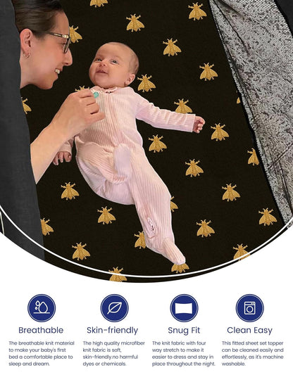 TotAha Premium Soft Pack n Play Sheets, Super Stretchy Jersey Knit Mini Crib Sheets Fitted, Silky Comfort Graco Pack and Play Mattress Sheets, 2 Pack