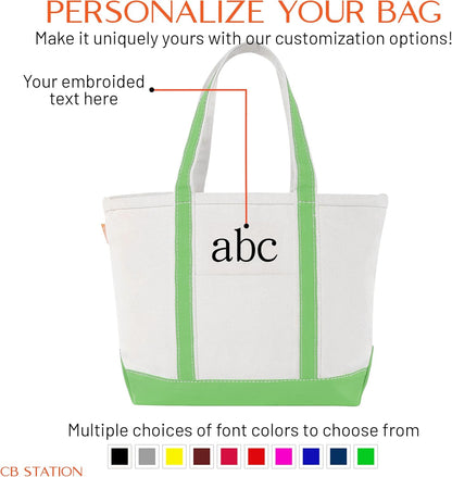 CB STATION Medium Classic Canvas Tote Bag for Women, Top Zipper Closure, Outer Pocket, Daily Essentials, Groceries, Traveling