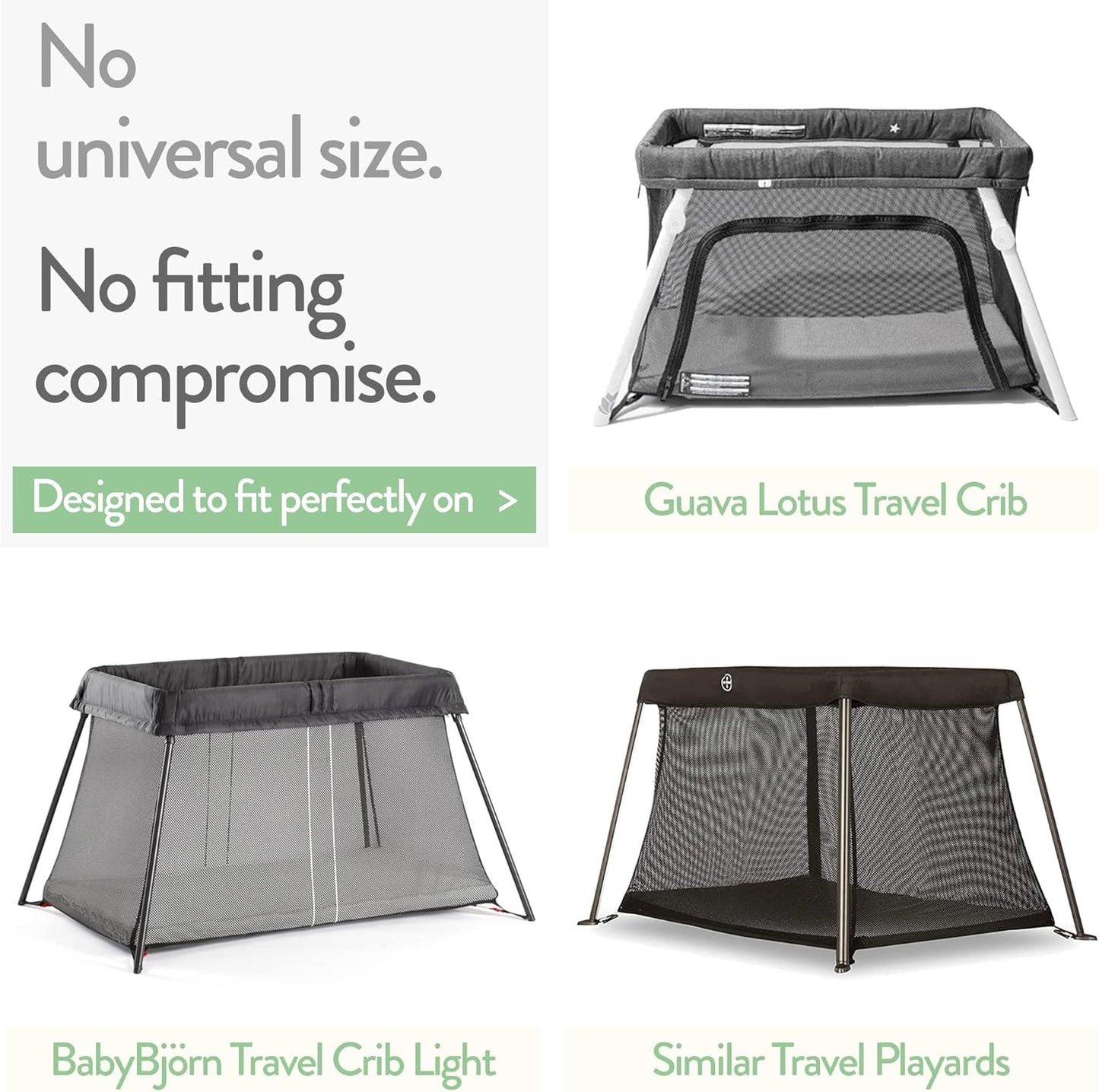 Travel Crib Fitted Sheets for Baby Bjorn, Guava Lotus Travel Crib and 24 x 42 Inch Travel Light Playard Mattress – Snuggly Soft 100% Jersey Cotton – 2 Pack