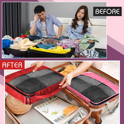 5 Pcs Packing Cubes for Suitcase Large Travel Cubes Carry on Luggage Organizer Bags for Clothes Accessories(L,Purple)