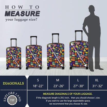 Explore Land Travel Luggage Cover Suitcase Protector Fits 27-30 Inch Case (America Map, L)