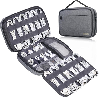 Lacdo Cord Organizer Travel, Cable Organizer Bag Case, Portable Electronics Organizer travel Case, 6 Layer Large Capacity Charging Cords Storage organizer for Cables, SD Card, Travel Essentials, Gray
