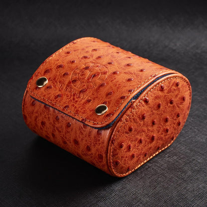 Genuine Napa Leather Watch Roll Travel Case - Travel Watch Rolls and Leather Watch Display Cases with Velvet Interior - Watch Storage Organizer Men's By CALIBERWATCH (Cognac - Single)