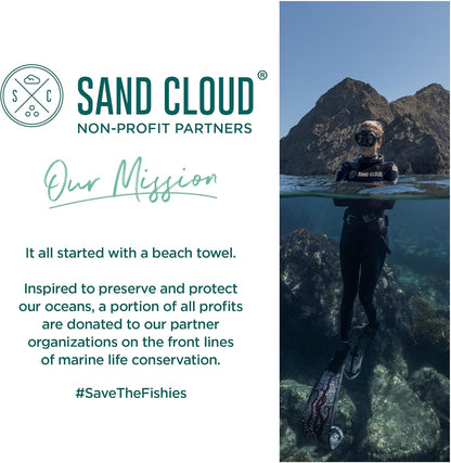Sand Cloud Extra Large Turkish Beach Towel - Sand Free - 100% Organic Turkish Cotton Yarn - Quick Dry Towel for Beach, Picnic, Blanket or Bath - As Seen on Shark Tank - Marine Life (Boho Hawksbills)