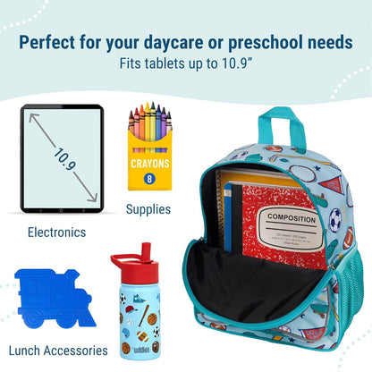 Wildkin 12-inch Kids Backpack – Padded, Adjustable, Ideal for Daycare & Travel - Team Spirit