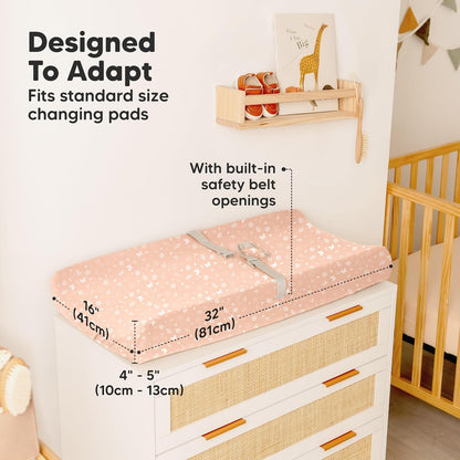 2-Pack Baby Changing Pad Covers for Girl, Boy,Neutral - Soft Viscose Derived from Bamboo Changing Table Pad Cover Sheets,Baby Nursery Diaper Changing Pad Cover,Contour Changing Pad Liner (Butterflies)