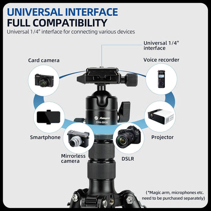 Fotopro 73" Camera Tripod, Aluminum Compact Travel Tripod and Monopod with 360° Ball Head Quick Release Plate, Professional Camera Tripod for DSLR, A4I A5I (Blue, 73 Inch)