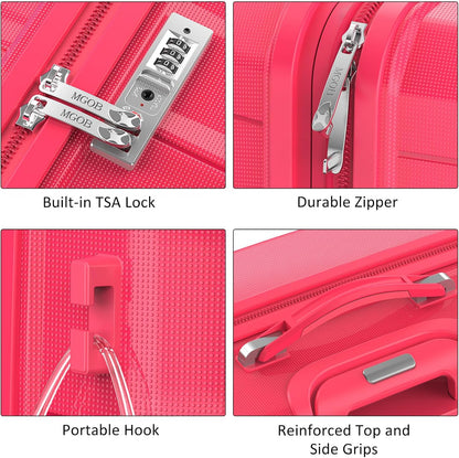 Carry On Luggage 22x14x9 Airline Approved, Hard Shell Suitcase with Spinner Wheels, PP Lightweight Luggages with TSA Lock, Carry-On Suitcases 20 Inch, Red