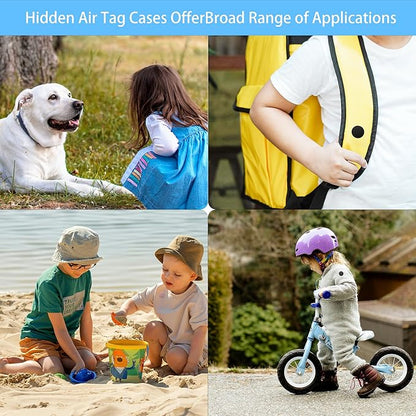 Waterproof AirTag Holder for Kids[Discreet] - 2-Pack Mini Silicone Air Tag Cover with Invisible Pin,GPS Tracker Case for Children, Elderly, Clothes, Backpack, Luggage (White, Purple)
