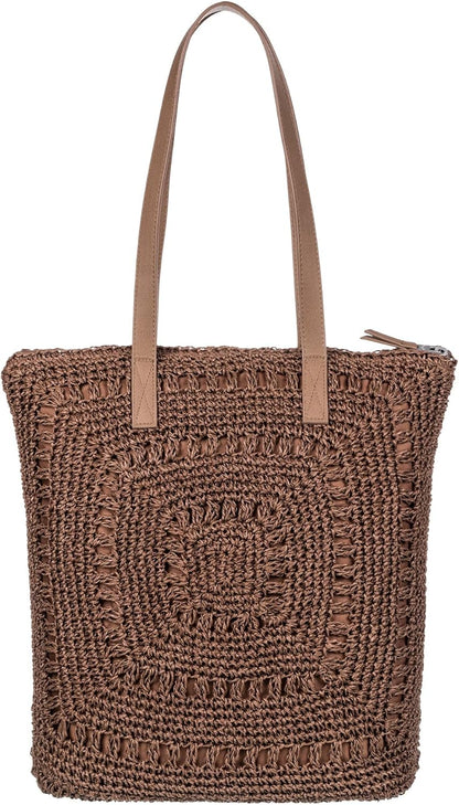 Roxy Women's Beach Tote Bag | Travel | Vacation | Straw | Lightweight | Breathable