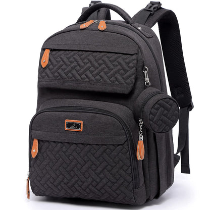 BabbleRoo Diaper Bag Backpack, Travel Backpack with Changing Pad, Pacifier Case & Stroller Straps, Multifunction, Waterproof, Unisex – Black