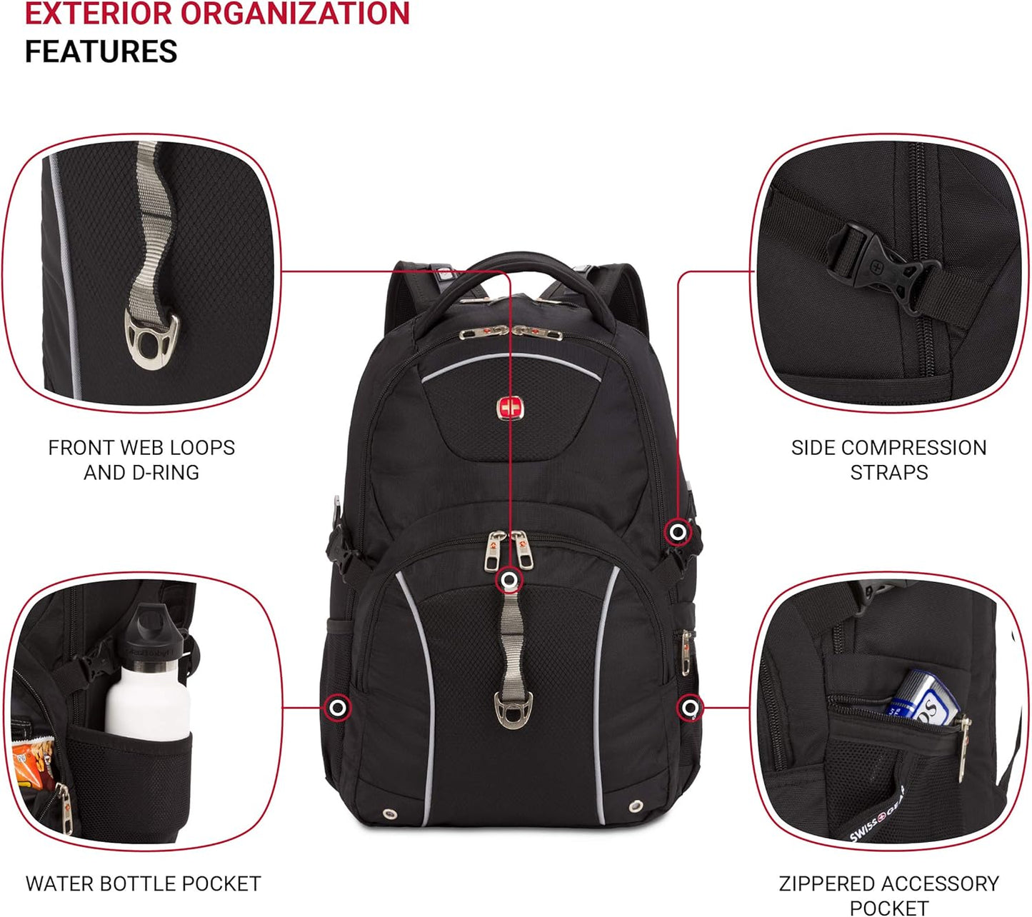 SwissGear 3258 Laptop Backpack, Black, 18.5-Inch