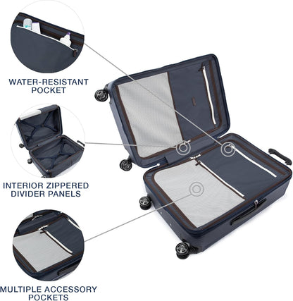 Travelpro Platinum Elite Hardside Expandable Checked Luggage, 8 Wheel Spinner, TSA Lock, Hard Shell Polycarbonate Suitcase, True Navy Blue, Checked Medium 25-Inch