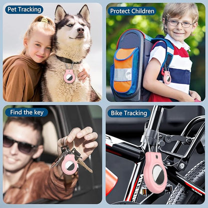 Waterproof Airtag Holder,Airtag Case with Secure Lock,Airtags Keychain for Apple Airtag,Anti-Lost Protective Cover Air tag Accessories for GPS Item Finder Tracker Luggage,Bag,Key,Pet,Cat Dog,Pink