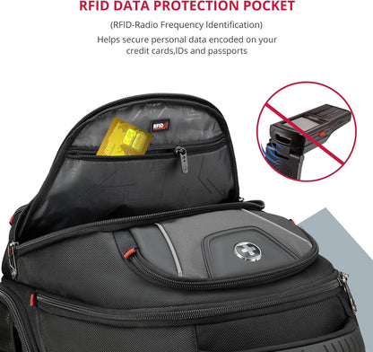Swissdigital Design Men's Laptop Backpack for Man，Large Capacity Business Travel Backpack Black/Grey