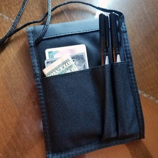 Specialist ID 2 Pack - Travel Passport Wallet - 4 x 3 Display Window - Adjustable Lanyard w/Pen Slots and 3 Pockets for Money, Ticket, Document (Assorted)