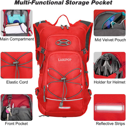 LARIPOP Hydration Backpack, 18L Hiking Backpack with 2L Water Bladder, Lightweight Water Pack for Cycling, Hiking, Biking