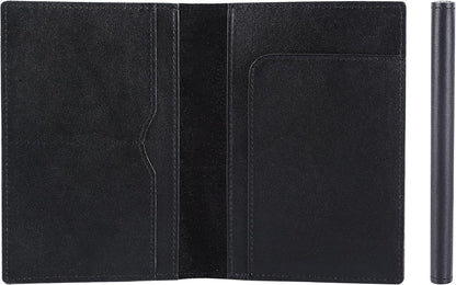 STAR VISTA Albatross Leather Travel Passport Holder, Minimalist Design, Calfskin Leather Case for Women and Men - Slim Passport Wallet, Bifold, RFID Blocking, Black