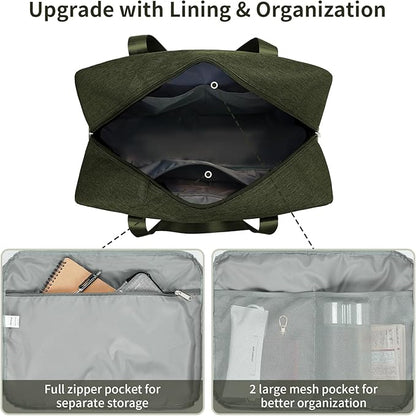 For Spirit Airlines Personal Item Bag 18x14x8 Foldable Travel Duffel Bag Underseat Carry on Luggage for Women and Men 30L (Army Green)