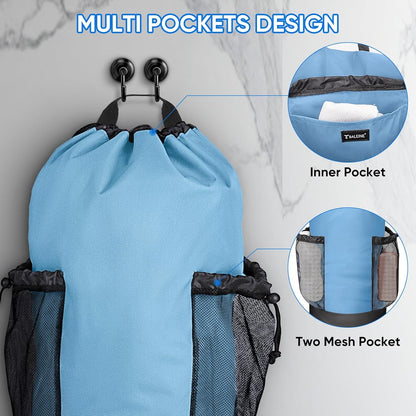 BALEINE 120L Laundry Bag Backpack, 900D Oxford Fabric Large Travel Laundry Bags with Shoulder Straps and 2 Mesh Pockets for College Dorm, Apartment, Laundromat (Blue, 120L)