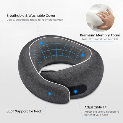 Travel Neck Pillows, 100% Memory Foam Filling, Travel Pillows for Airplanes, Compact and Ergonomic Design, Best for Sleeping Plane Train Travel Essentials (Light Black)