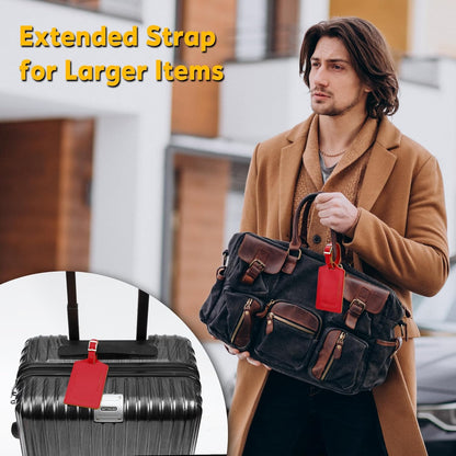 Travelambo Luggage Tags for Suitcases Faux Leather Privacy Protection 16 Pack Bag Tags Travel Accessories Essential, Deep Red