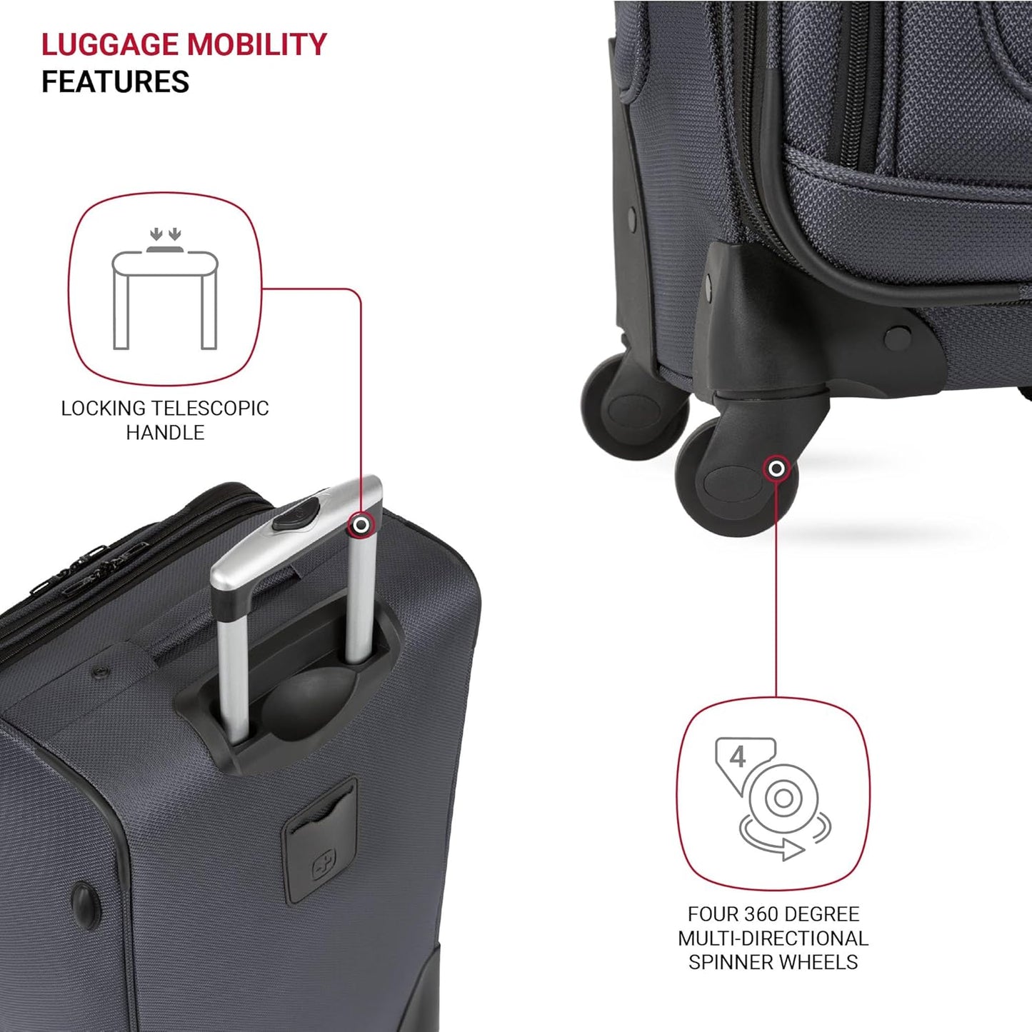 SwissGear Sion Softside Expandable Luggage, Dark Grey, 2-Piece Set (21/25)
