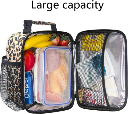 Hap Tim Insulated Lunch Bag Women, Reusable Lunch Box for Women, Adluts Lunchbox for Office Work, Portable Lunchbag, Leopard Print（18654-LP）