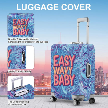 ANNA QUEEN Funny Psychedelic Wavy Luggage Cover, Colorful Suitcase Protector with with Retro Vibes, Stretchable, Washable Travel Cover for 28-30 Inch Luggage