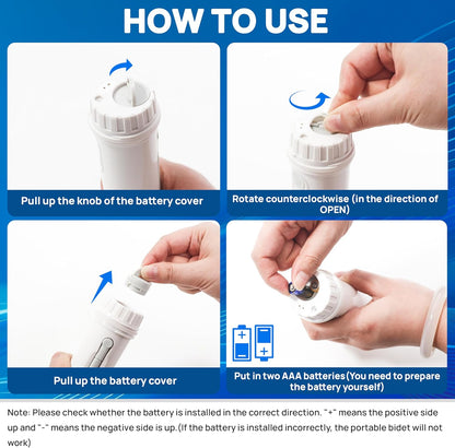 Portable Bidet, Mini IPX6 Waterproof Handheld Personal Travel Bidet with 2 Pressure Modes, 180° Adjustable Nozzle for Personal Hygiene/Soothing Postpartum Care/Perineal & Hemmoroid Treatment