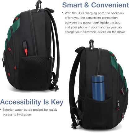 Boavan Laptop Backpack for men, 15.6 inch Laptop Bag with USB Port, Waterproof Travel Work Backpack Purse, Anti-Theft Teacher Nurse Doctor Casual Bookbags Office Business backpack，Deep Juniper Black