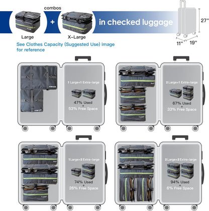 Stow-N-Go Portable Hanging Travel Shelves, Packing Organizer for Luggage. Carry on Closet for Clothes. Expandable Packing Cube. Travel Essentials. Dak Gray - XL